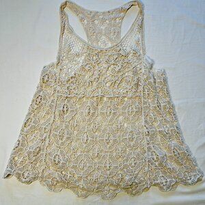 ANTIQUE CROCHET LACE SWING TANK TOP, MEDIUM (BIN C)